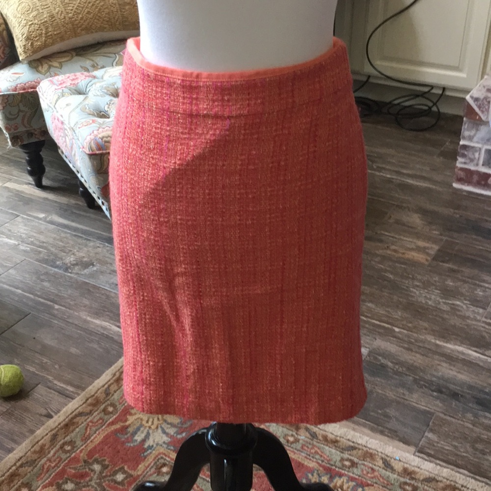 J Crew pink/coral tweed skirt